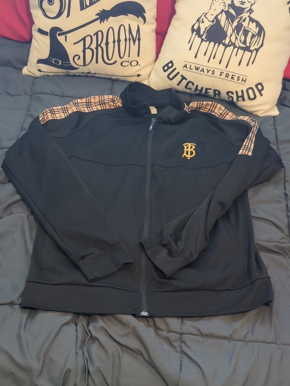 Burberry Zip Up Nova Check Black Thin Jacket Size M